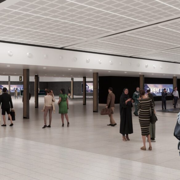 Hobart Airport terminal baggage claim showing expanded passenger areas and amenities